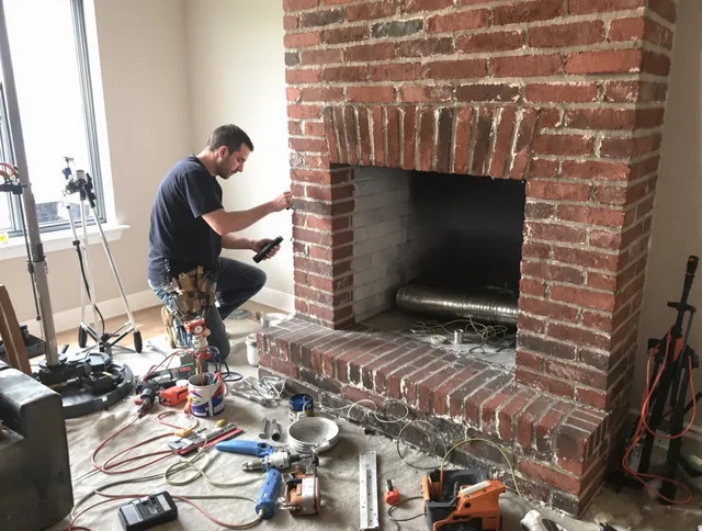 North Reading Chimney Sweep specialist finalizing chimney liner service in North Reading, MA