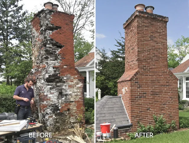 North Reading Chimney Sweep performing a full chimney restoration in North Reading, MA