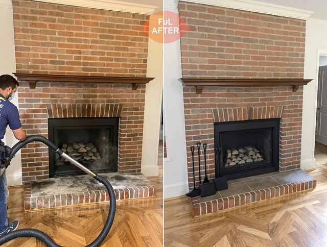 North Reading Chimney Sweep carefully sanitizing a fireplace in North Reading, MA