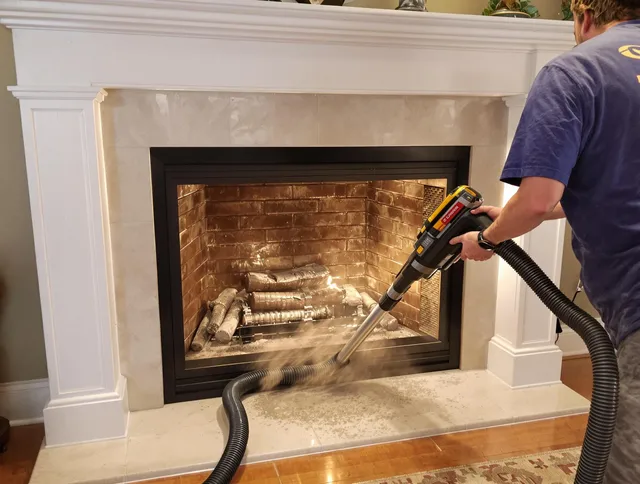 Fireplace cleaning performed by North Reading Chimney Sweep in North Reading, MA