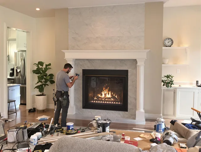 Newly installed fireplace by North Reading Chimney Sweep in North Reading, MA