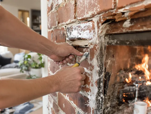 Routine fireplace repair by North Reading Chimney Sweep in North Reading, MA